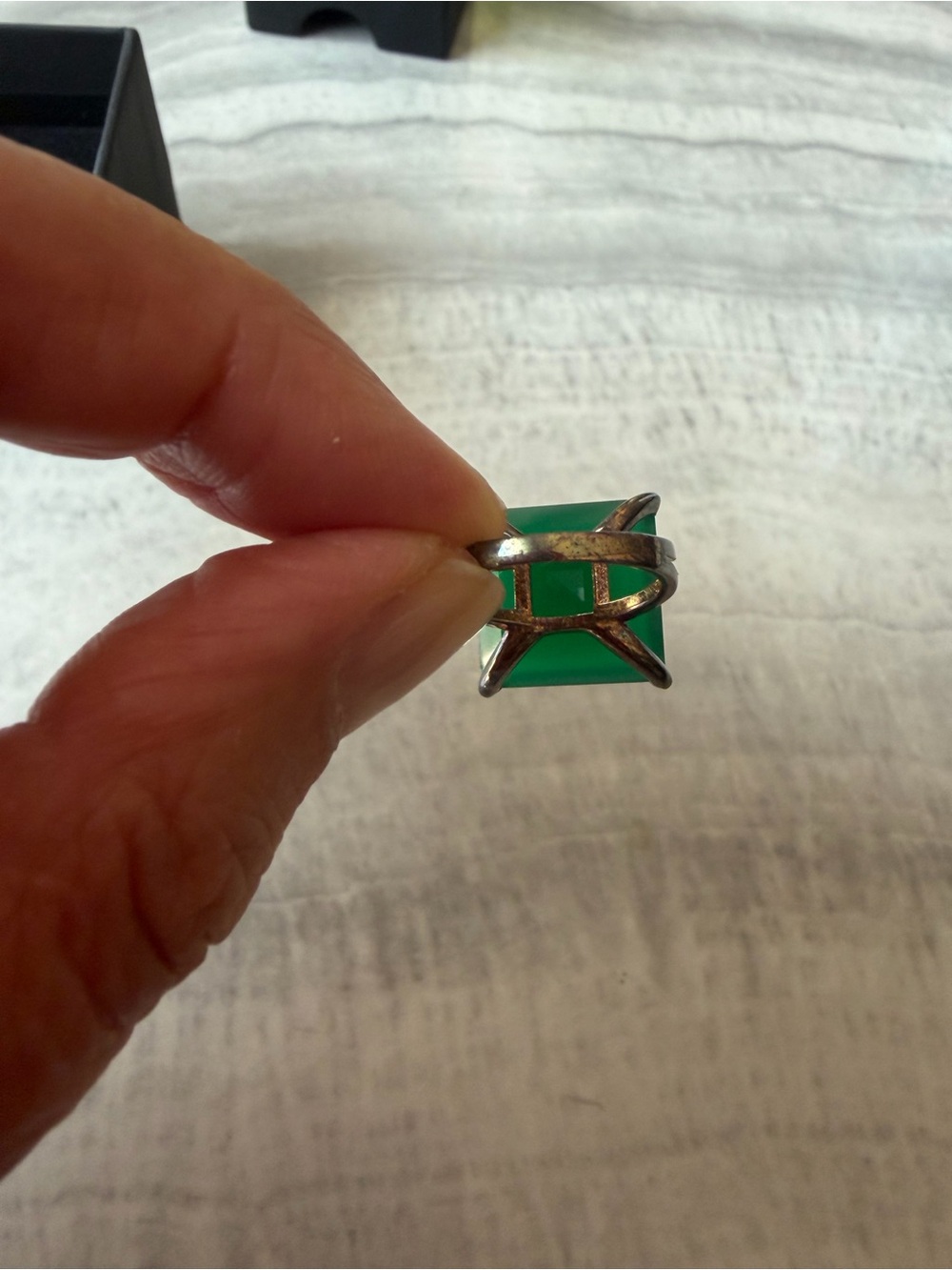 Green Onyx Square Statement Ring - Picture 6 of 7